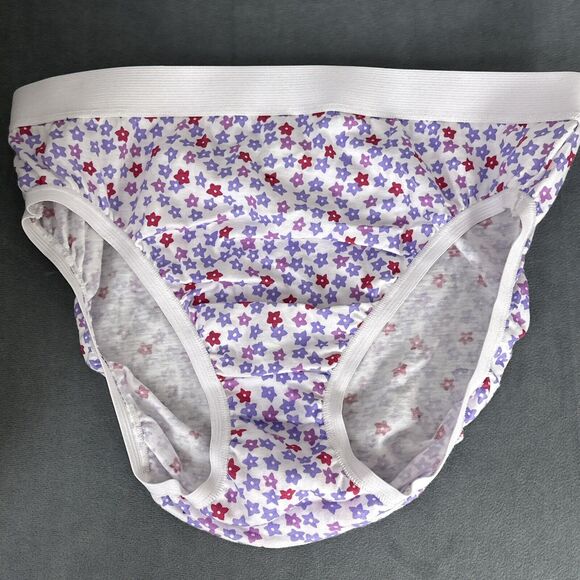 Vintage New Panties Emma C Women's Size Large 7 100% Cotton Floral Wide Waist - Picture 6 of 9